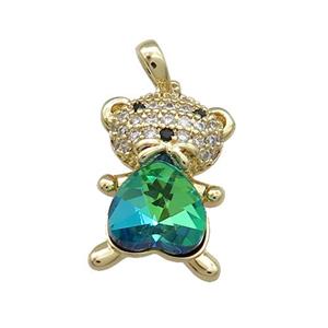 Copper Mouse Pendant Pave Zircon Crystal Glass Gold Plated, approx 13-20mm [FN37940]