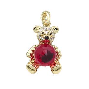 Copper Bear Pendant Pave Zircon Crystal Glass Gold Plated, approx 13-20mm [FN37951]
