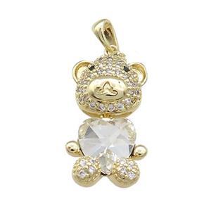 Copper Mouse Pendant Pave Zircon Crystal Glass Gold Plated, approx 14-27mm [FN37980]
