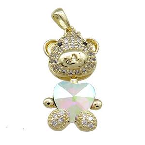 Copper Mouse Pendant Pave Zircon Crystal Glass Gold Plated, approx 14-27mm [FN37981]