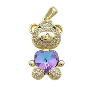 Copper Mouse Pendant Pave Zircon Crystal Glass Gold Plated, approx 14-27mm [FN37982]