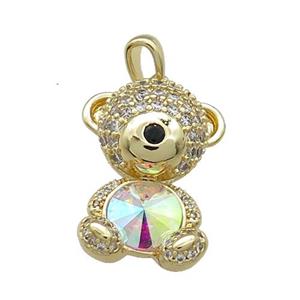 Copper Mouse Pendant Pave Zircon Crystal Glass Gold Plated, approx 16-22mm [FN37990]