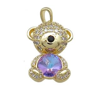 Copper Mouse Pendant Pave Zircon Crystal Glass Gold Plated, approx 16-22mm [FN37992]