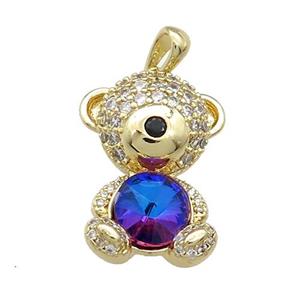 Copper Mouse Pendant Pave Zircon Crystal Glass Gold Plated, approx 16-22mm [FN37994]
