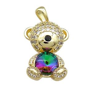 Copper Mouse Pendant Pave Zircon Crystal Glass Gold Plated, approx 16-22mm [FN37995]