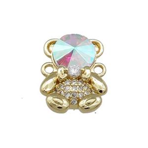 Copper Bear Connector Pave Zircon Crystal Glass Gold Plated, approx 12-16.5mm [FN37999]