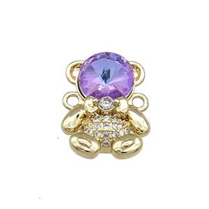 Copper Bear Connector Pave Zircon Crystal Glass Gold Plated, approx 12-16.5mm [FN38000]
