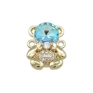 Copper Bear Connector Pave Zircon Crystal Glass Gold Plated, approx 12-16.5mm [FN38001]