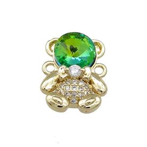 Copper Bear Connector Pave Zircon Crystal Glass Gold Plated, approx 12-16.5mm [FN38005]