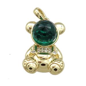 Copper Bear Pendant Pave Zircon Crystal Glass Gold Plated, approx 13.5-20mm [FN38041]