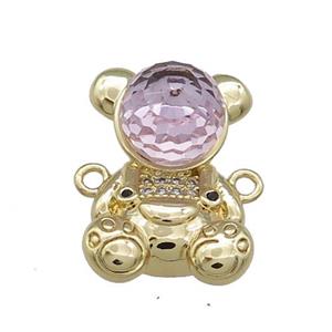 Copper Bear Connector Pave Zircon Crystal Glass Gold Plated, approx 13.5-20mm [FN38045]