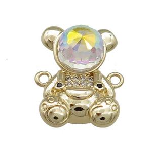 Copper Bear Connector Pave Zircon Crystal Glass Gold Plated, approx 13.5-20mm [FN38046]