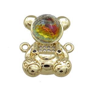 Copper Bear Connector Pave Zircon Crystal Glass Gold Plated, approx 13.5-20mm [FN38047]