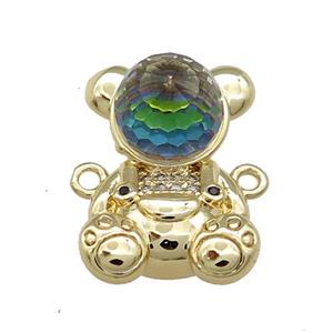 Copper Bear Connector Pave Zircon Crystal Glass Gold Plated, approx 13.5-20mm [FN38048]