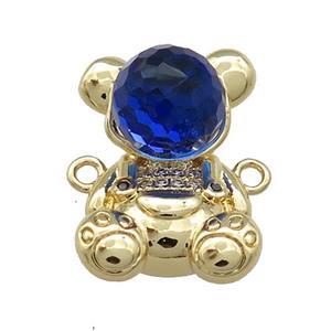 Copper Bear Connector Pave Zircon Crystal Glass Gold Plated, approx 13.5-20mm [FN38049]