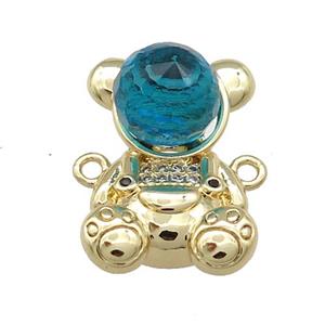 Copper Bear Connector Pave Zircon Crystal Glass Gold Plated, approx 13.5-20mm [FN38050]