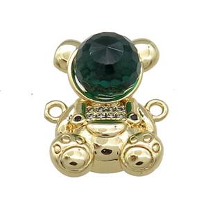 Copper Bear Connector Pave Zircon Crystal Glass Gold Plated, approx 13.5-20mm [FN38052]