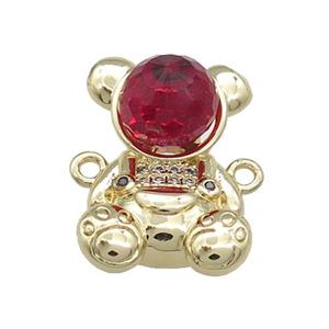 Copper Bear Connector Pave Zircon Crystal Glass Gold Plated, approx 13.5-20mm [FN38053]