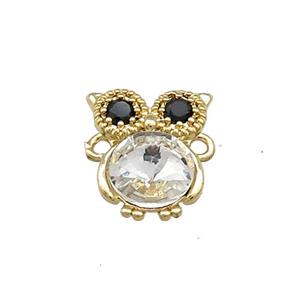 Copper Owl Connector Pave Crystal Glass Zircon Gold Plated, approx 10-14mm [FN38120]