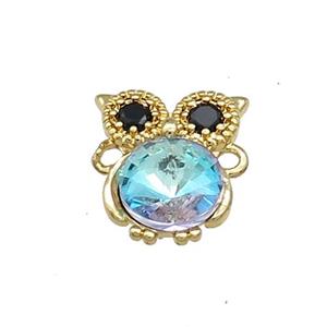 Copper Owl Connector Pave Crystal Glass Zircon Gold Plated, approx 10-14mm [FN38122]