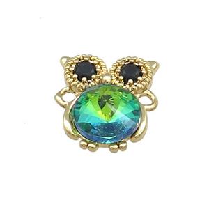 Copper Owl Connector Pave Crystal Glass Zircon Gold Plated, approx 10-14mm [FN38125]