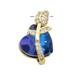Copper Tulip Flower Pendant Pave Crystal Glass Zircon Gold Plated, approx 14-20mm [FN38191]