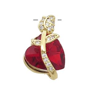 Copper Tulip Flower Pendant Pave Crystal Glass Zircon Gold Plated, approx 14-20mm [FN38193]