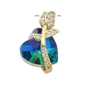 Copper Tulip Flower Pendant Pave Crystal Glass Zircon Gold Plated, approx 14-20mm [FN38195]