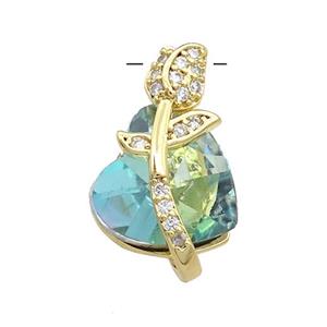 Copper Tulip Flower Pendant Pave Crystal Glass Zircon Gold Plated, approx 14-20mm [FN38196]