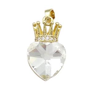 Copper Crown Pendant Pave Crystal Glass Zircon Gold Plated, approx 14-21mm [FN38199]