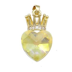 Copper Crown Pendant Pave Crystal Glass Zircon Gold Plated, approx 14-21mm [FN38200]