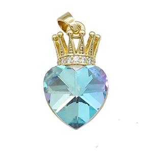 Copper Crown Pendant Pave Crystal Glass Zircon Gold Plated, approx 14-21mm [FN38203]