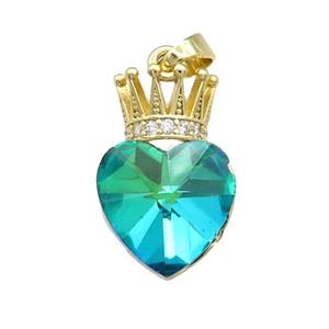 Copper Crown Pendant Pave Crystal Glass Zircon Gold Plated, approx 14-21mm [FN38205]