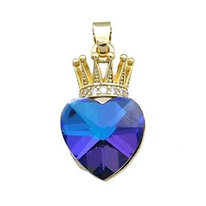 Copper Crown Pendant Pave Crystal Glass Zircon Gold Plated, approx 14-21mm [FN38206]