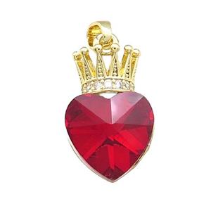 Copper Crown Pendant Pave Crystal Glass Zircon Gold Plated, approx 14-21mm [FN38210]