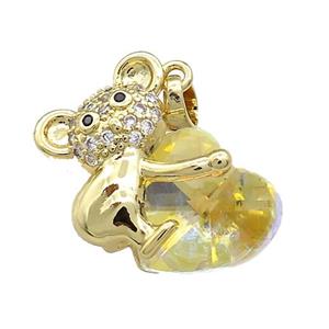 Copper Mouse Pendant Pave Crystal Glass Zircon Gold Plated, approx 14mm, 18-24mm [FN38253]