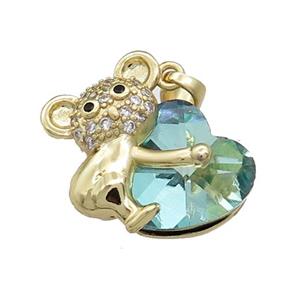 Copper Mouse Pendant Pave Crystal Glass Zircon Gold Plated, approx 14mm, 18-24mm [FN38255]
