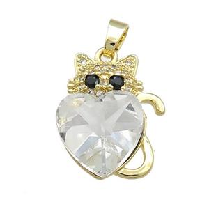 Copper Mouse Pendant Pave Crystal Glass Zircon Gold Plated, approx 14mm, 14-22mm [FN38264]