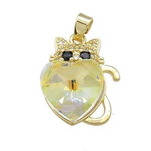 Copper Mouse Pendant Pave Crystal Glass Zircon Gold Plated, approx 14mm, 14-22mm [FN38266]