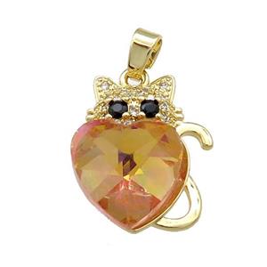 Copper Mouse Pendant Pave Crystal Glass Zircon Gold Plated, approx 14mm, 14-22mm [FN38267]