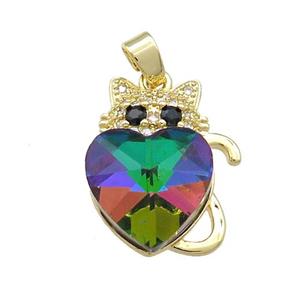 Copper Mouse Pendant Pave Crystal Glass Zircon Gold Plated, approx 14mm, 14-22mm [FN38272]