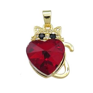 Copper Mouse Pendant Pave Crystal Glass Zircon Gold Plated, approx 14mm, 14-22mm [FN38274]
