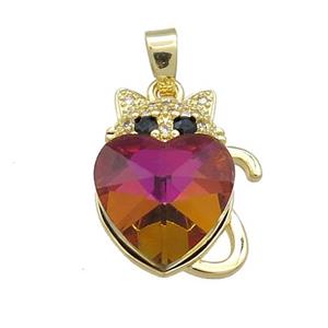 Copper Mouse Pendant Pave Crystal Glass Zircon Gold Plated, approx 14mm, 14-22mm [FN38275]