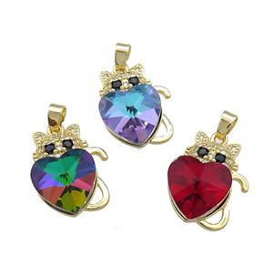 Copper Mouse Pendant Pave Crystal Glass Zircon Gold Plated Mixed, approx 14mm, 14-22mm [FN38276]