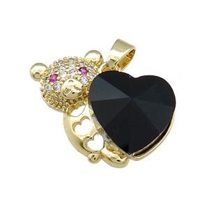 Copper Bear Pendant Pave Crystal Glass Zircon Gold Plated, approx 14mm, 25mm [FN38278]