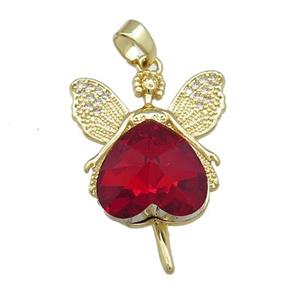 Copper Fairy Pendant Pave Crystal Glass Zircon Gold Plated, approx 14mm, 20-30mm [FN38301]