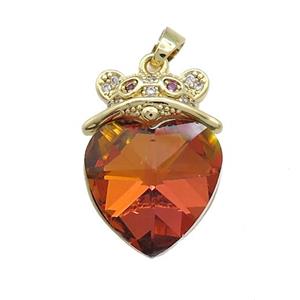 Copper Mouse Pendant Pave Crystal Glass Zircon Gold Plated, approx 18mm, 18-25mm [FN38321]