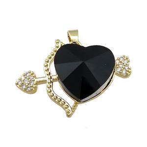 Copper CupidArrow Pendant Pave Crystal Glass Zircon Gold Plated, approx 18mm, 25-35mm [FN38339]