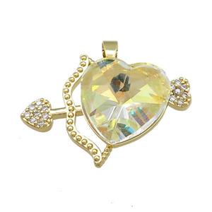Copper CupidArrow Pendant Pave Crystal Glass Zircon Gold Plated, approx 18mm, 25-35mm [FN38340]