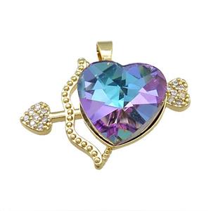 Copper CupidArrow Pendant Pave Crystal Glass Zircon Gold Plated, approx 18mm, 25-35mm [FN38341]
